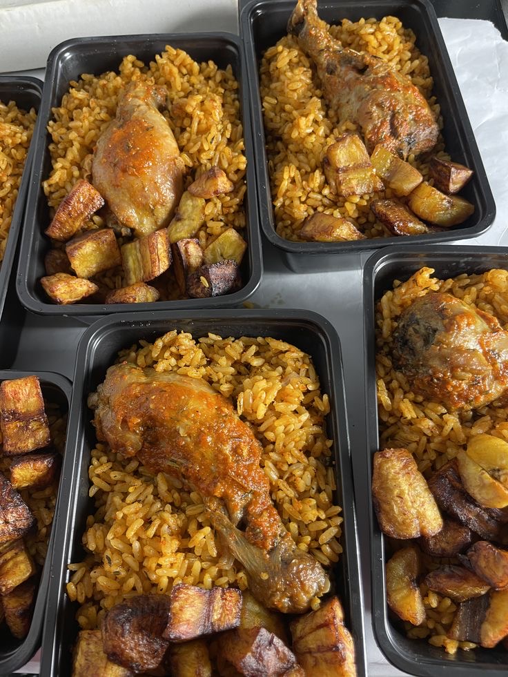 Smoky Jollof Rice + Spicy Peppered Chicken + Sweet Golden Plantains + Takeaway